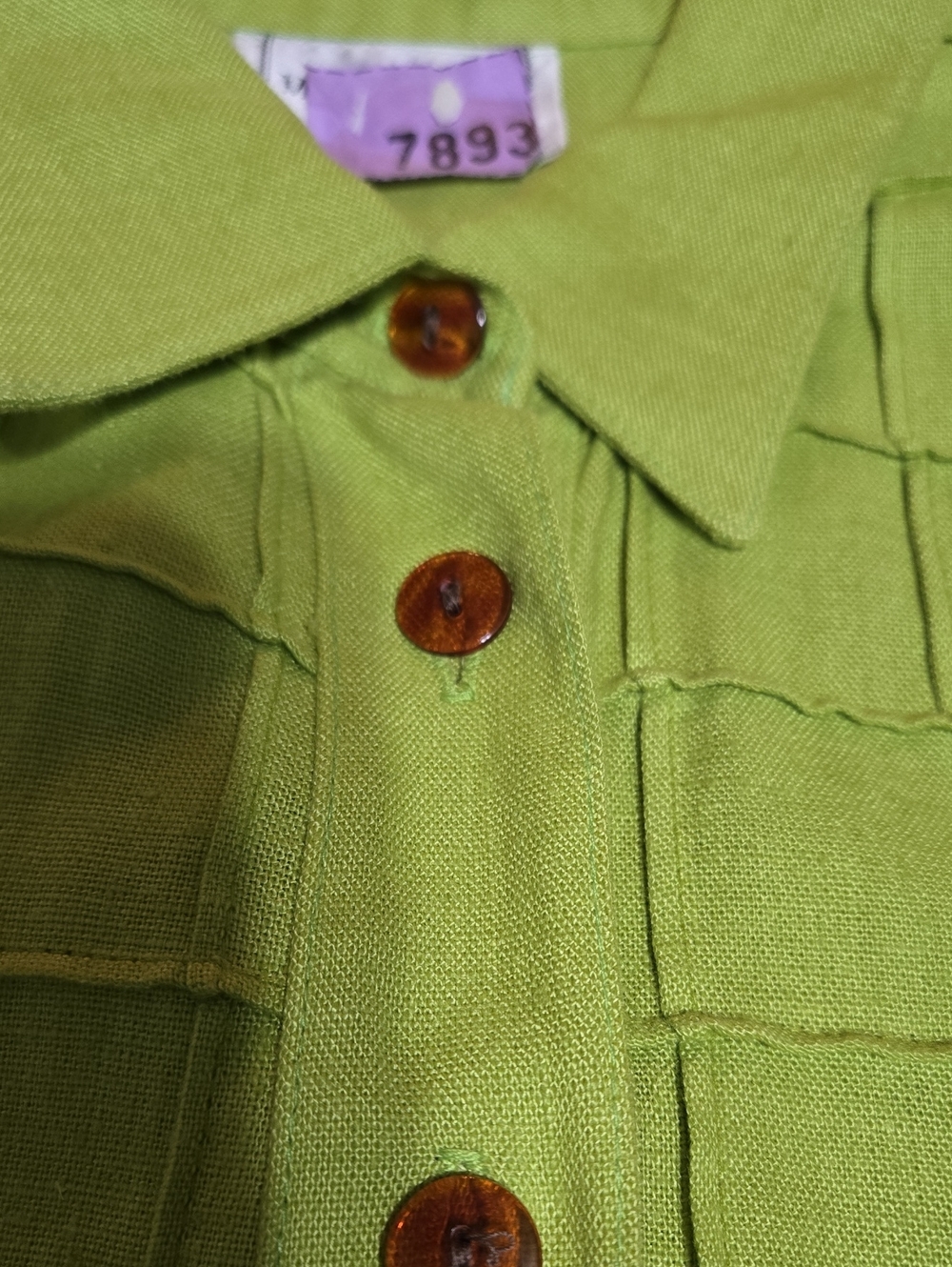 Misty Lane Lime Short-Sleeve Button-Front Maxi Linen Blend Pintuck Dress, Sz: 10 - Picture 14 of 16